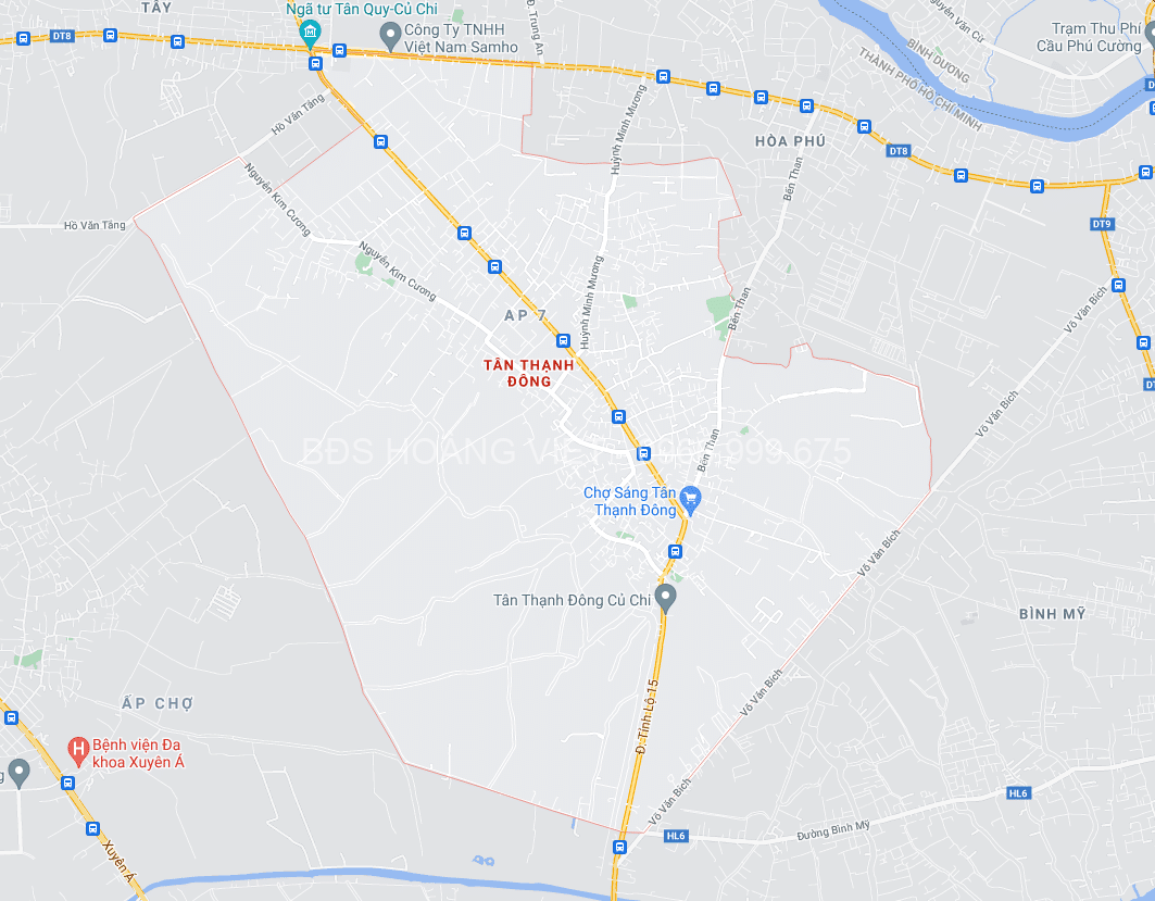 Xã Tân Thạnh Đông huyện Củ Chi theo Google Map